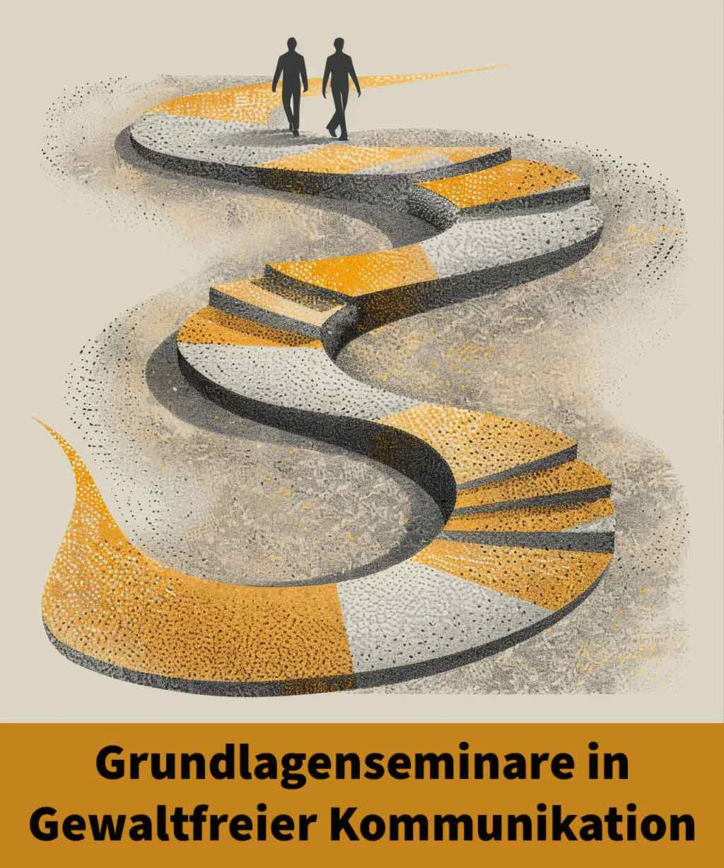 geschwungener Weg zwei Menschen steht für Grundlagenausbildung Gewaltfreie Kommunikation